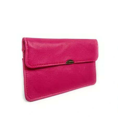 pochette en cuir lisse pour femme rose intense tendance et haut de gamme