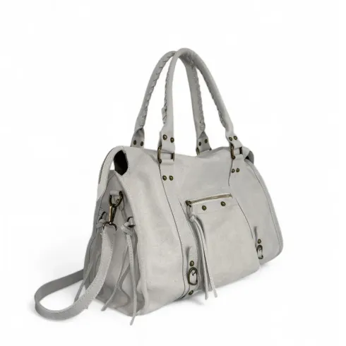 sac de bureau en cuir brossé pour femme off white