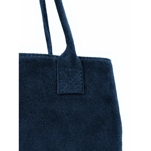 maxi sac cabas femme bleu marine en cuir nubuck