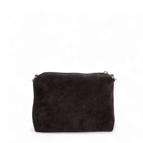 Sac femme tendance en cuir nubuck porté main marron foncé