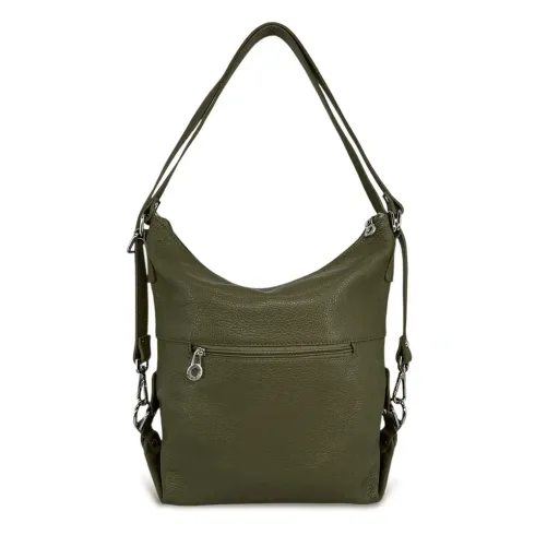 sacs à main seau vert kaki tendance en cuir grainé pour femme