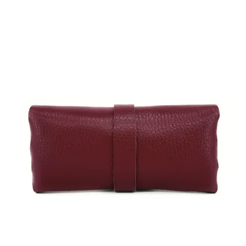etui à lunettes en cuir grainé italien pur vachette rouge bordeaux