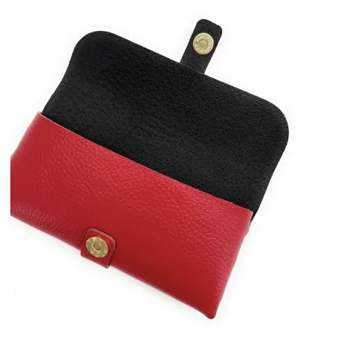 étui à lunettes femme en cuir grainé rouge clair italien pur de vachette