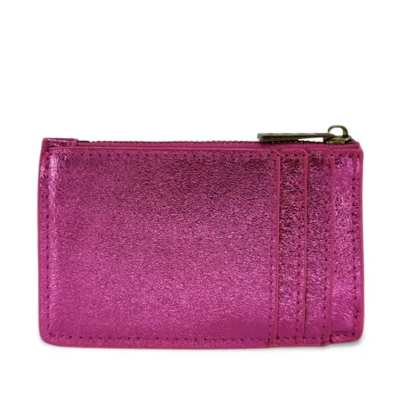 accessoires sacs femme en cuir rose fuchsia métallisé