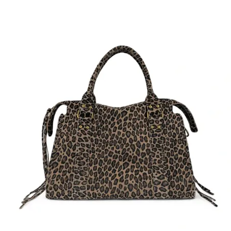 sac à main tendance femme imprimé animalier ocelot en cuir souple