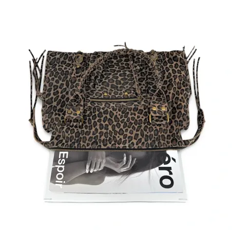 sac à main en cuir à motif animal ocelot édition limité