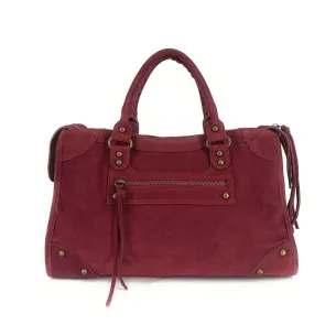 sac à main baguette en cuir nubuck bordeaux pur vachette femme fabriqué en Italie