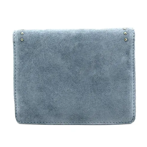 trotteur à bandoulière amovible en cuir pur vachette bleu pastel pour femme
