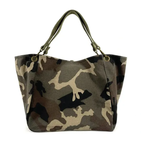 maxi sac réversible en cuir nubuck italien pur vachette camouflage fabriqué en Italie