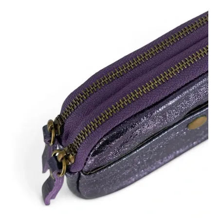 porte-monnaie pochette femme en cuir italien violet irisé
