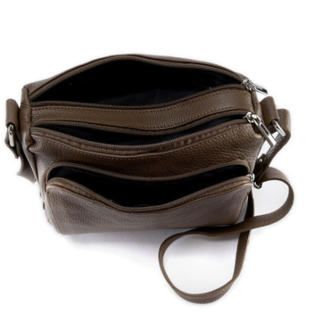 Sac trotteur en cuir grainé porté épaule avec bandoulière taupe foncé sac bandoulière tendance