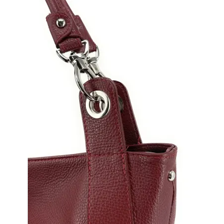 Sac tendance femme en cuir grainé italien porté épaule avec bandoulière réglable rouge foncé sac cabas