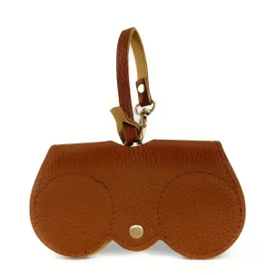 Etui à lunettes en cuir grainé italien tendance marron camel