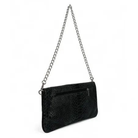 sac noir à motifs pour femme porté main avec bandoulière très tendance en cuir