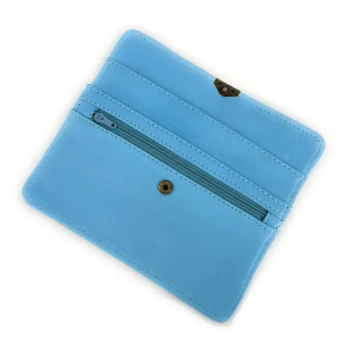 petite maroquinerie femme en cuir lisse cobalt tendance bleu ciel