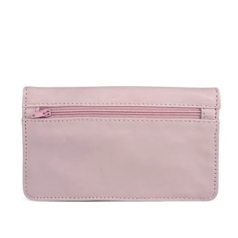 mini pochette porte monnaie rose pale fabriqué en italie en cuir lisse tendance