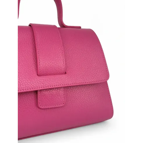 mini sac à main tendance en cuir grainé rose fuchsia pour femme