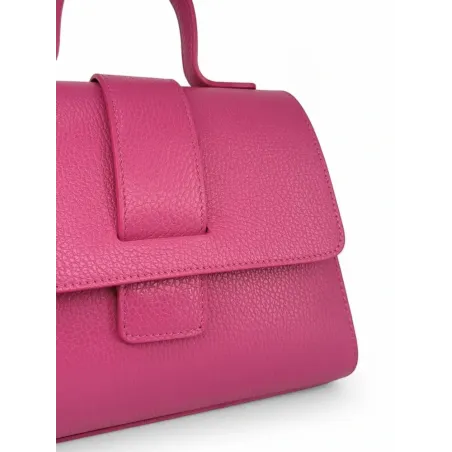 mini sac à main tendance en cuir grainé rose fuchsia pour femme