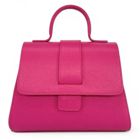 mini sac bandouliere rose fuchsia pour femme en cuir graine fabrique en Italie