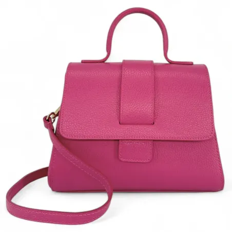 mini sac à main fuchsia tendance femme en cuir grainé avec bandoulière