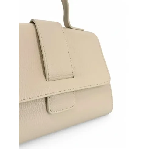 mini sac à main taupe clair tendance en cuir grainé femme mode