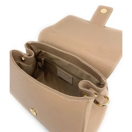 mini sac bandoulière en cuir grainé fabriqué en Italie pour femme taupe
