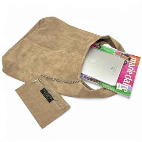 grand sac à main femme taupe moyen en croûte de cuir