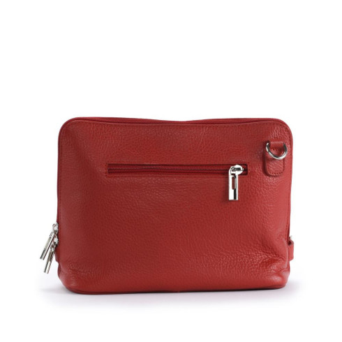 Sac trotteur tendance femme en cuir porté de travers avec bandoulière réglable rouge clair mini sac