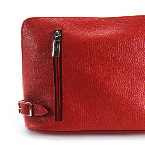 Mini sac femme très tendance en cuir grainé porté épaule avec bandoulière amovible rouge clair sac trotteur