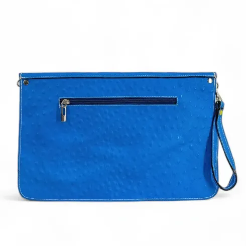 pochette à bandoulière tendance femme en cuir bleu fluo pur vachette