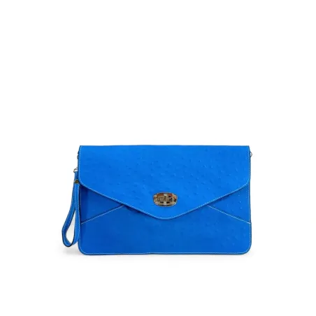 sac poignet pochette femme en cuir fluo bleu pur vachette italien