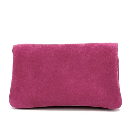 Porte-monnaie en cuir italien nubuck rose fuchsia femme