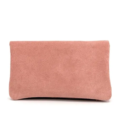 Mini pochette porte-monnaie rose en cuir nubuck italien