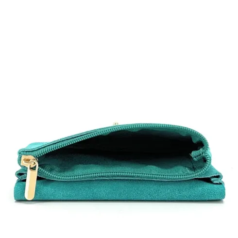 Mini-pochette turquoise tendance femme en daim italien