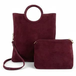Sac à main tendance femme en cuir porté épaule avec bandoulière amovible vert rouge bordeaux
