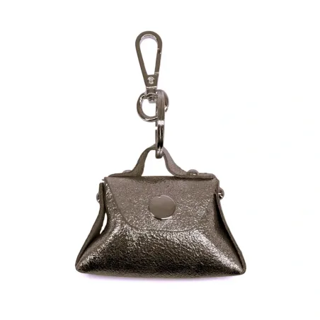 porte clés en cuir métallisé champagne forme mini sac femme