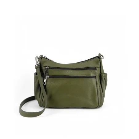 sac bandouliere tendance femme vert kaki en cuir grainé italien
