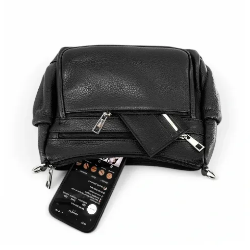 besace à bandoulière noir femme avec bandoulière amovible en cuir grainé italien