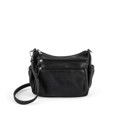 sac à main besace noir femme fabriqué en italie en cuir grainé