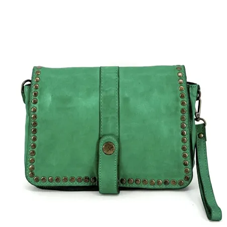 mini sac messenger en cuir délavé artisanal vert anglais femme