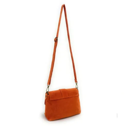 sac a main pochette trotteur orange foncé fabriqué en italie en croute de cuir