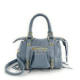 sac à main bandoulière femme en cuir nubuck bleu ciel
