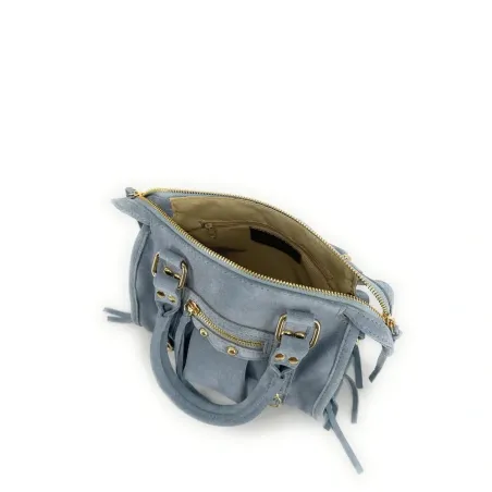 mini sac à main bleu pastel femme en croûte de cuir