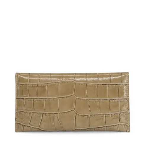pochette porte-monnaie en cuir façon croco taupe moyen