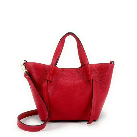 sac cabas femme en cuir rouge garance italien