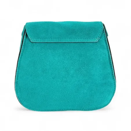 sac bandoulière couleur turquoise pour femme en cuir de vachette nubuck