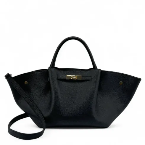 maxi sac noir élégant en cuir grainé