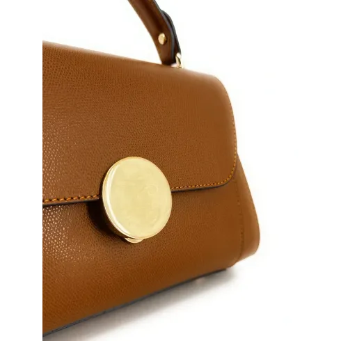Sac a main en cuir grainé pour femme fabriqué en Italie camel foncé