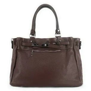 sac femme marron foncé pur vachette italien en cuir grainé fabriqué en Italie