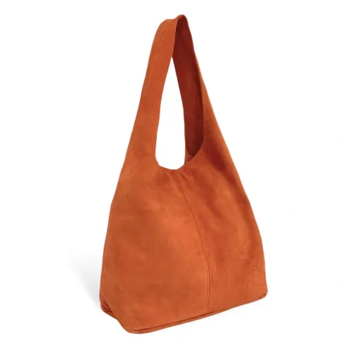 grand sac à main en orange foncé fabriqué en italie en croûte de cuir